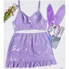 Set di reggiseni da donna Y due pezzi vestito spinto verso l'alto Lady elegante Night Club Party Cosplay Bunny Girl Pu Costumi Mini Drop Delivery Dhoyk