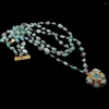 Pendentifs KKGEM 27x28mm pendentif Larimar en forme de coeur collier de déclaration pour les femmes 18 ''3 Strds chaîne de chapelet bleu naturel