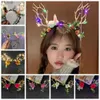 Party Hatts Christmas LED Light Antler pannband Söt glödande älva Elk Hair Hoop Hair Accessories Christmas Party Atmosphere Decoration YQ240120