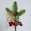 装飾的な花シミュレーション植物Artificia Christmas Red Fruits SnowFlakes House and Home Accessories Decorationに使用する松の針