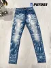 Mäns designer märke jeans för män kvinnor byxor lila sommarhål Hight kvalitet broderi jean denim byxor mens purpplegrbw