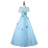 Robes de soirée bleu ciel longue sueur dentelle dame fille femmes princesse demoiselle d'honneur banquet performance robe robe