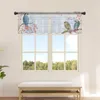 Curtain Parrot Flowers Wooden Board Short Tulle Window Curtains Sheer Voile Kitchen Cabinet Bedroom Home Decor Small Drapes