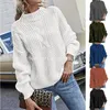 Women's Sweaters 2024 New Women's Crew Collar Sweater Cable Knit Long Sleeve Sweater Pullover