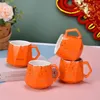 Mugs Hand In Wedding Gift Ceramic Mark Cup Marbling Spoon Water Printing