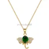 Cute Green Crystal Little Elephant Pendant Women Necklaces Female Stainless Steel Clavicle Chain Girls Daily Wear Neck Jewelry