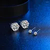 Stud Earrings Moissanite Women's Valentine's Day Sterling Silver S925 One Carat Encrusted With D Grade