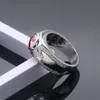 Gratis verzending fijne sieraden 8 mm twee karaat roze diamant 14 K / massief wit goud verlovingsring voor heren