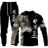 mens hoodie designer hoodies pants Mens Pullover Sweater Wolf king Hooded Sweater Set apricot tracksuit men tiger hoodie street tide hellstar hoodie sp5der hoodie