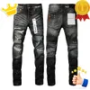 Mode Heren Paarse Jeans Designer Distressed Bikers Womens Ripped High Street Merk Patch Hole Denim Cargo Voor Mannen Zwarte Broek