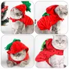 Kedi Kostümleri 1 PC Kırmızı Hoodie Festival Kostüm Çilek Tasarımı Köpek Giyim Partisi