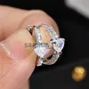 Stud White Fire Opal Hoop Earrings Female Cute Heart Stone Earrings Dainty Silver Color WeddEarrings For Women Engagement Jewelry J240120