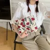 Sacos cosméticos portátil coreano floral maquiagem saco de armazenamento bolsa feminina viagem zíper organizador de higiene pessoal caso bolsa de lavagem