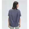 Lu Align Lemon Yoga Crop Sport Women Topps Gym Back In Short Sleeve Top T-Shirt Sportwear Leisure Outdoor Jogging Blue LL LU JOGGER