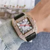 2023 marca de moda relógio masculino estilo cristal quadrado alta qualidade pulseira couro relógios pulso des