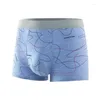 Unterhosen Herren-Boxershorts, Linie bedruckt, U-konvexe Höschen, solide, bequeme Shorts, Herrenunterwäsche, atmungsaktiver Boxer für Männer