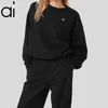 Al Yoga Sweatshirts Alecol Crew Boyun Saka Çekme Stüdyo-Street Sokak Rahat-Fit Şehir Jogger Ter Geri Tewear Erkek ve Kadın Sevenler Spor giyim Gümüş 3D Göğüs