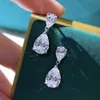 Stud Huitan Crystal Water Drop Cubic Zirconia Dangle Earrings Silver Color Temperament Drop Earrings for Women WeddTrendy Jewelry J240120