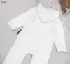 Marca bebê recém-nascido macacões com capuz meninos meninas bodysuit tamanho 66-100 branco puro infantil malha rastejando terno jan20