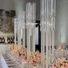 Portacandele a pilastro in cristallo con gambo bianco a 6 teste per decorazioni centrotavola per matrimoni oggetti di scena bianchi per fiori artificiali Supporto per sfere di fiori artificiali Eventi di decorazione di nozze