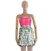 Scene Wear Women's Party Celebrate Dress Sexig Jazz Dance Clothing Pink Silver Laser Evening Show Festival Outfit XS6593