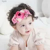 Cappelli da festa New Handmade Flower Girls Fasce Cute Pearl Feather Wedding Crown Princess Dance Party Copricapo Fashion Hoop Accessori YQ240120