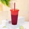 Tumblers Great Straw Cup with Lid Anti-Slip PP Color Changing Tumbler Supplies Plastic Coffee Drinkwere For Student