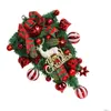 Decorative Flowers Wreaths Christmas Upside Down Wreath With Reindeer Mtifunctional Festival Theme For Door Window Fireplace Drop Deli Otdsn