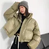 Vrouwen Trenchcoats Streetwear Dikke Korte Parka Vrouwen Mode Winter Warme Gezwollen Zakken Katoen Gewatteerde Vrouwelijke Casual Jas