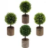 Decorative Flowers Grass Ball Small Bonsai Creative Green Velvet Potted Artificial Plant Plants For Home Decor