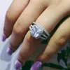 925 STERLING Gümüş Alyans Set 3'te 1 Band Ring Kadın Engagement Gelin Mücevher Mücevher Finger Moonso R46272620