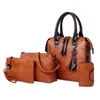 4Pcs Women Vintage Set Tote Handbag Shoulder Bag Messenger Blosa Day Clutch Four Pieces Crossbody Duffel Bags301T