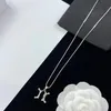 Jewelry Necklaces white Plated 925 Silver Graduated Luxury Brand Designers Letters Geometric Famous Women Round Crystal Rhinestone Gold 82