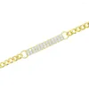 Geometrische Rechteck-CZ-Halsketten für Frauen, gepflastert, glänzend, kubischer Zirkon, Gliederkette, Chock, vergoldet, Farbe, Modeschmuck