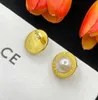 Fashion Designer Simple circle elegant pearl lettering metal stud earrings wedding jewelry for women love gift no box