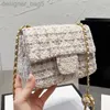 Designer sacos Mulheres CF Tweed Quilted Crossbody Bag Designers Sacos Marca Lã Flap Bolsas De Ombro Lady Lovely Woolen Mini Cross Body Handbag 17cm