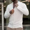 New Men's European And American Fashion Trend Solid Color Long Sleeved Casual Zippered Knit Sweater For Men