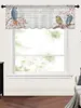 Curtain Parrot Flowers Wooden Board Short Tulle Window Curtains Sheer Voile Kitchen Cabinet Bedroom Home Decor Small Drapes