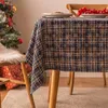 Table Cloth Christmas Plaid Snowflake Tablecloth Printed Rectangular End Decorative Ambience Flag