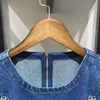 Designer Dress 2024 Retro Round Neck High Waist Slim and Versatile Design Feel Sleeveless Denim Dress for Women