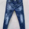 Jean denim déchiré pour hommes, slim, cassé, style italien, trou, vélo, moto, pantalon de renaissance, rock chaud