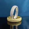 Ins Top Sell Bruchling Wedding Purnings Luksusowa biżuteria Real 100% 925 Srebrny złoto Złota Pave White Moissanite Diamond Stones Party Women zaręczyny Pierścień