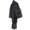 Women's Down 21 Winter European Style Black Splicing Suede Velvet Short Puff Jacket Women Coat Loose Fashion Real