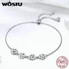 Braccialetti Wostu Hot Fashion Sterling Sier Paw Trail Dog Braccialetti a catena per animali per le donne Gioielli carini Fortunato Miglior regalo Cqb096