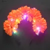 Feesthoeden 1 stks LED-verlichting Knipperende Mexicaanse Roos Bloem Kroon Hoofdband Krans voor Meisjes Vrouwen Pasen Hoofddeksel Bruiloft Bruids Cosplay YQ240120