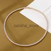 Pendant Necklaces Trendy 4mm Lab Diamond Necklace White Gold Filled Party WeddNecklaces For Women Bridal Tennis Chocker Jewelry Gift J240120