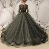 Mädchenkleider, flauschiges Tüll-Blumenkleid, Perlenaufkleber, Hochzeit, elegantes kleines Kind, erstes eucharistisches Partyball-Abendkleid