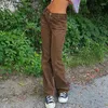 Damesbroek Herfst Casual Corduroy Lange Broek Dames Skinny Hoge Taille Capri Mode Y2K Pocket Joggingbroek Rits 90s