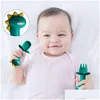 Tazze Piatti Utensili Apprendimento del bambino Cucchiaio Forchetta Set Manico corto Facile Morbido Sile Massaggiagengive Giocattolo Alimentazione Posate Dinosauro Stoviglie Drop Deli Dhgsg