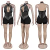 2024 Diseñador Diamantes Monos Mujeres Sexy Hollow Out Cross Halter Cuello Sin espalda Mamelucos Y2k Playsuits Streetwear Night Club Party Wear Ropa al por mayor